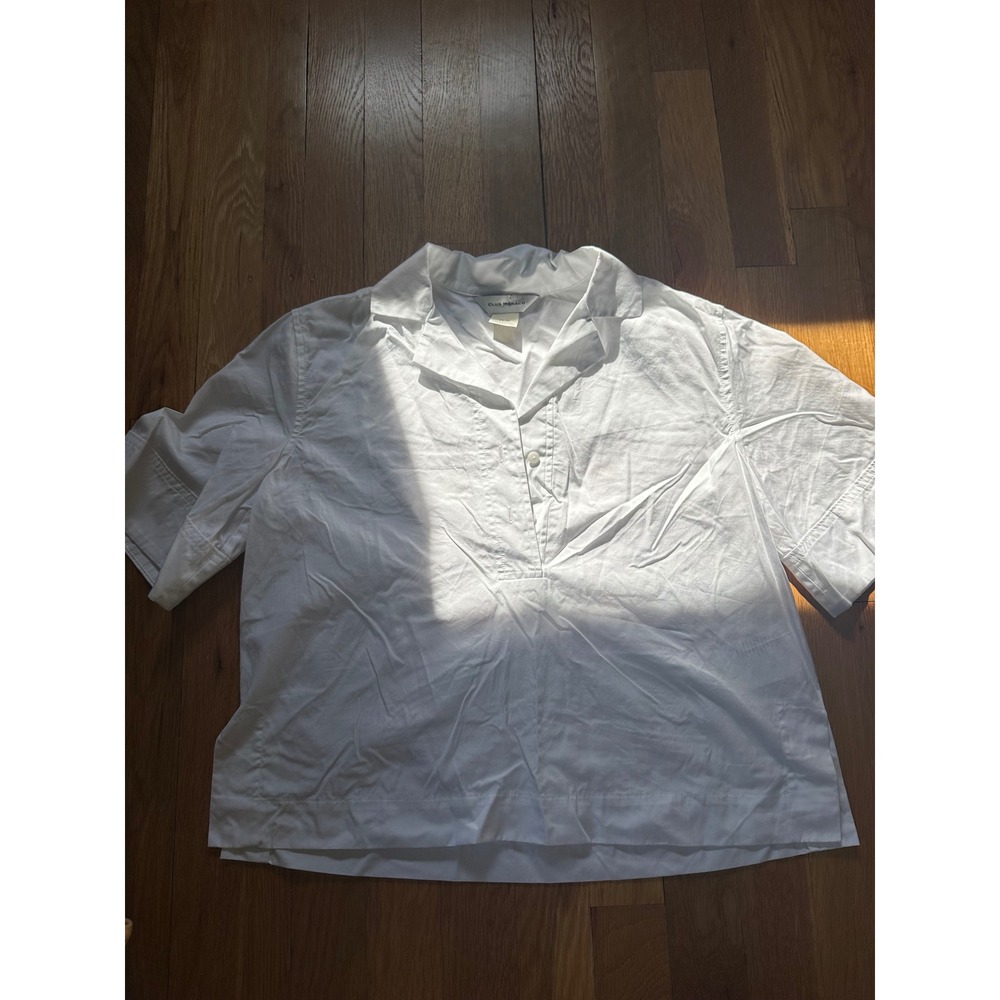 %100 Cotton white cropped collard shirt